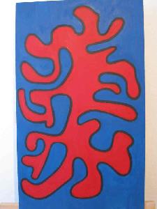 Abgrenzung 45 x 75 cm Ölfarbe auf Furnierplatte; spontane Abbildung