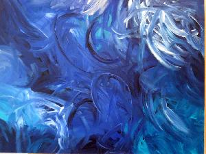 Tiefe im Blau 80 x 60 cm; Acrylfarben auf Hartfaser